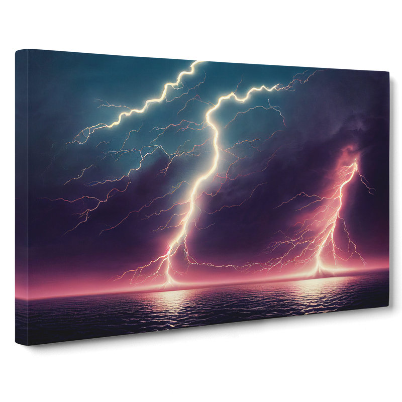 Brilliant Lightning Storm - Wrapped Canvas, 40cm H x 60cm W x 3cm D