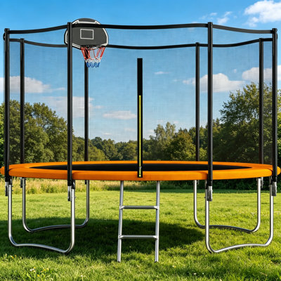 SENCHO GINSYTALIOR Round Backyard Trampoline with Safety Enclosure