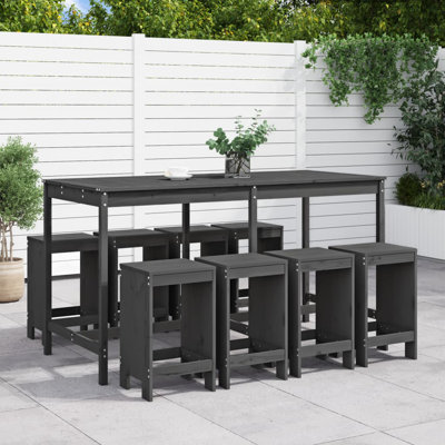 Azury Brayden Studio Bar Set with Wood Frame and Solid Wood Outer Material