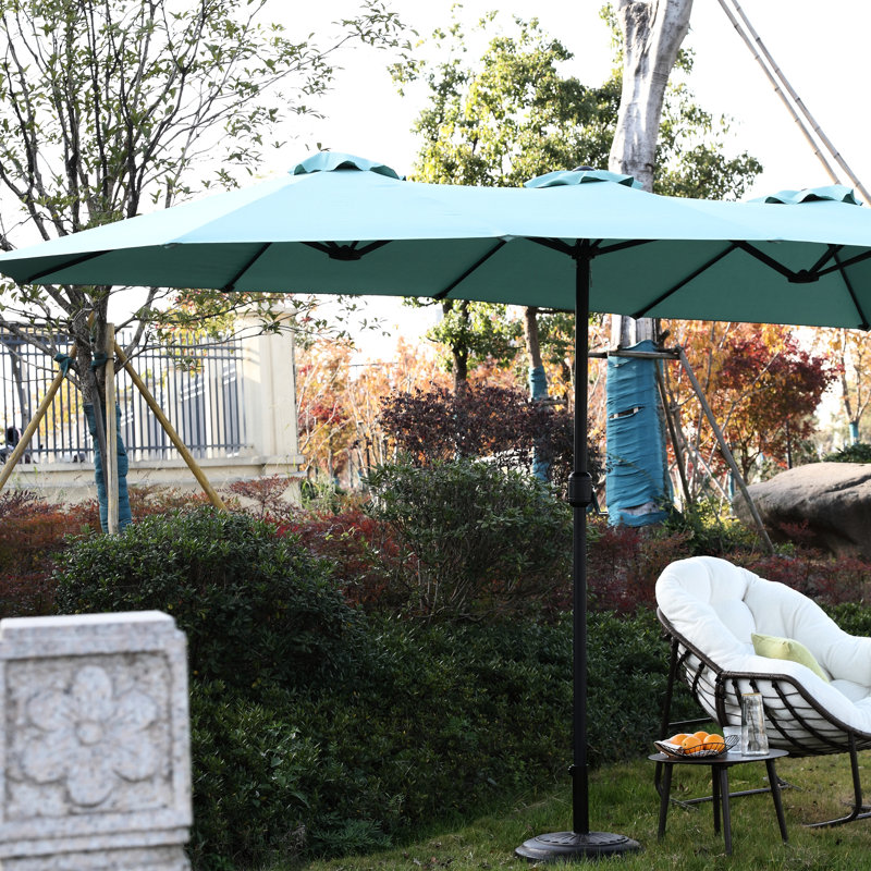 Double Sided Patio Umbrella. Large Rectangular. 100% Fabric. Easy Stop Function. Ideal For Garden, Poolside, Backyard Spot Outdoor Umbrella Rectangular - . Canopy. Effortless Shutting