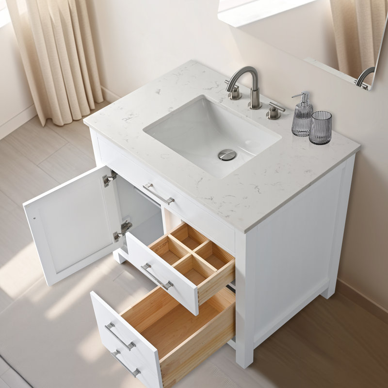 Trevor 36" W Single Vanity, White/Brushed Nickel
