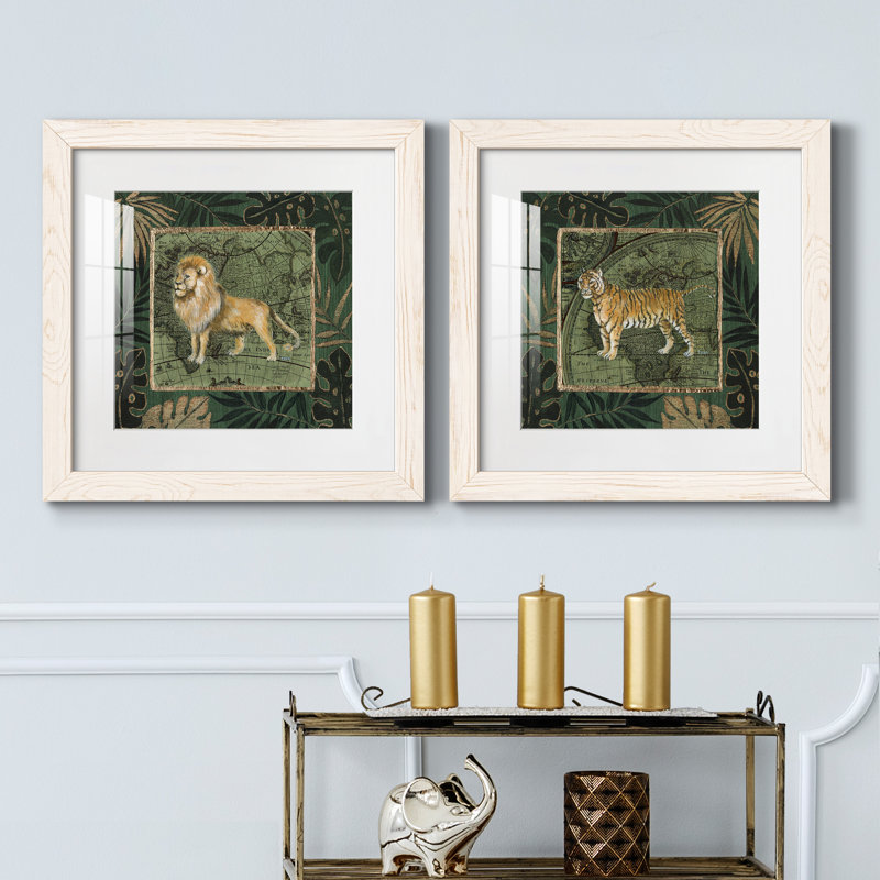 Jungle Lion - 2 Piece Print, 20" H x 20" W x 1" D, White