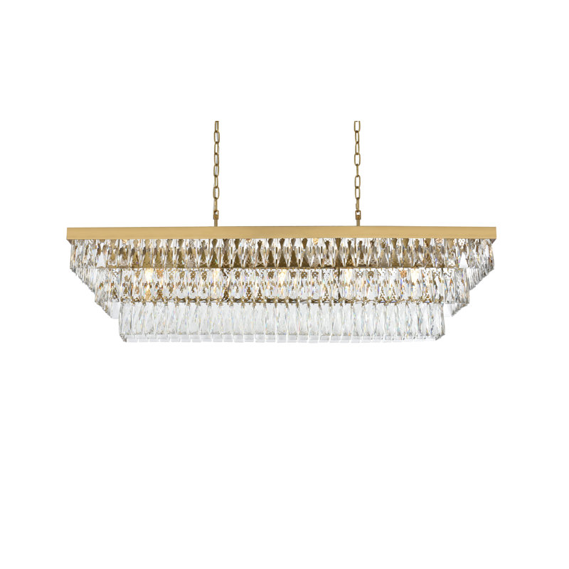 Iva 48 inch Rectangular Chandelier , Satin Gold