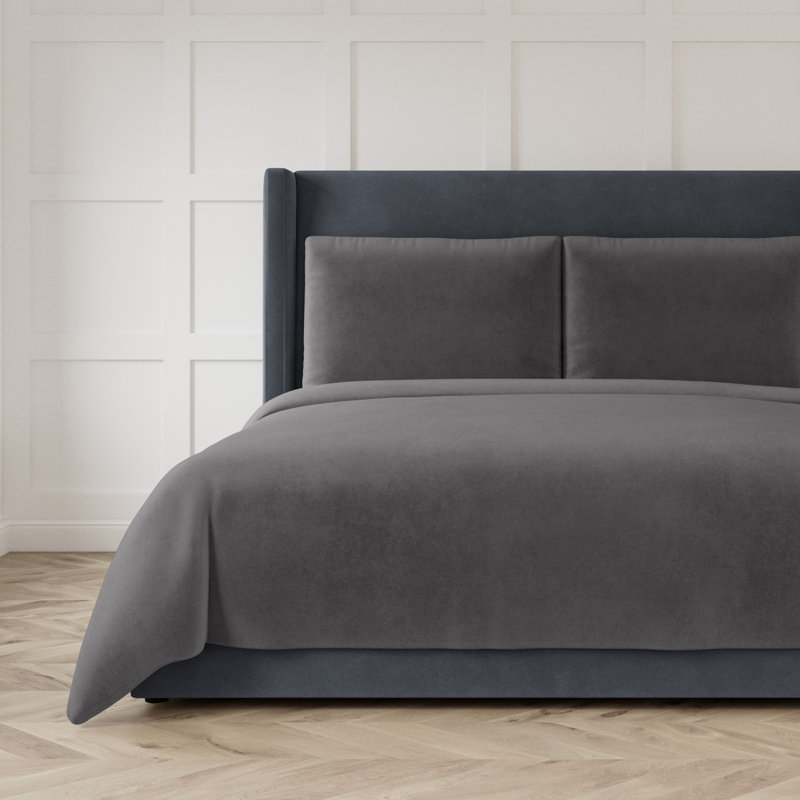 Modern Velvet Coverlet, King Coverlet, Charcoal