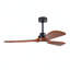 Ventilateur de plafond 52 po avec lumière, 3 pales en bois de noyer massif, télécommande, 3 ampoules à DEL à intensité variable, minuterie, moteur réversible à 6 vitesses pour le salon ou la terrasse