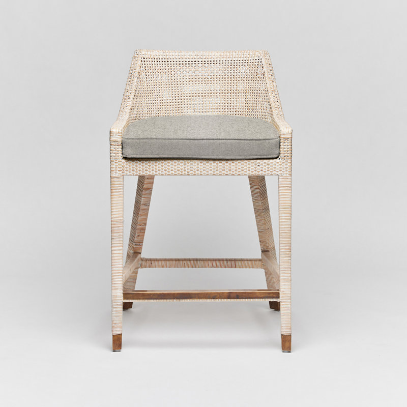 Tabouret de comptoir 26 po Boca, Brouillard / cadre délavé blanc