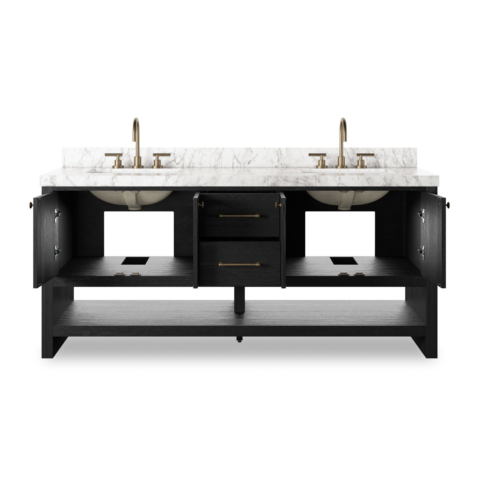 Abington Carrara Marble Double Bathroom Vanity, Black