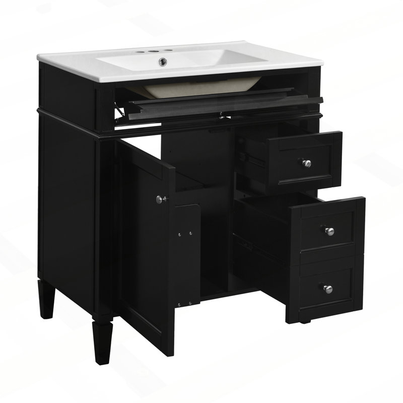 Meuble-lavabo moderne avec plusieurs options de rangement et un design élégant, Noir
