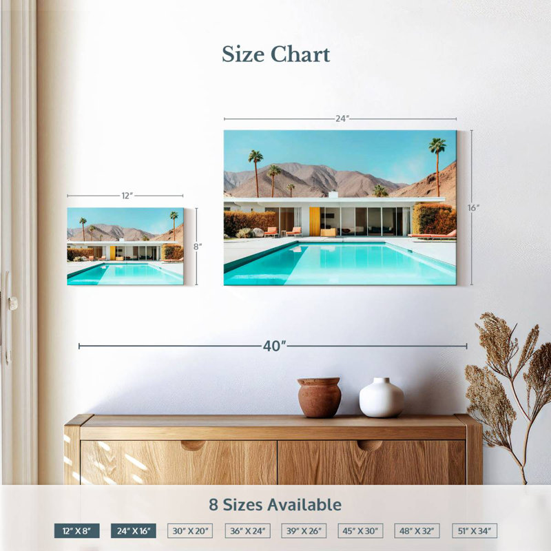 Lilie style Mid-Century moderne Palm Springs, H 16 po x l 24 po