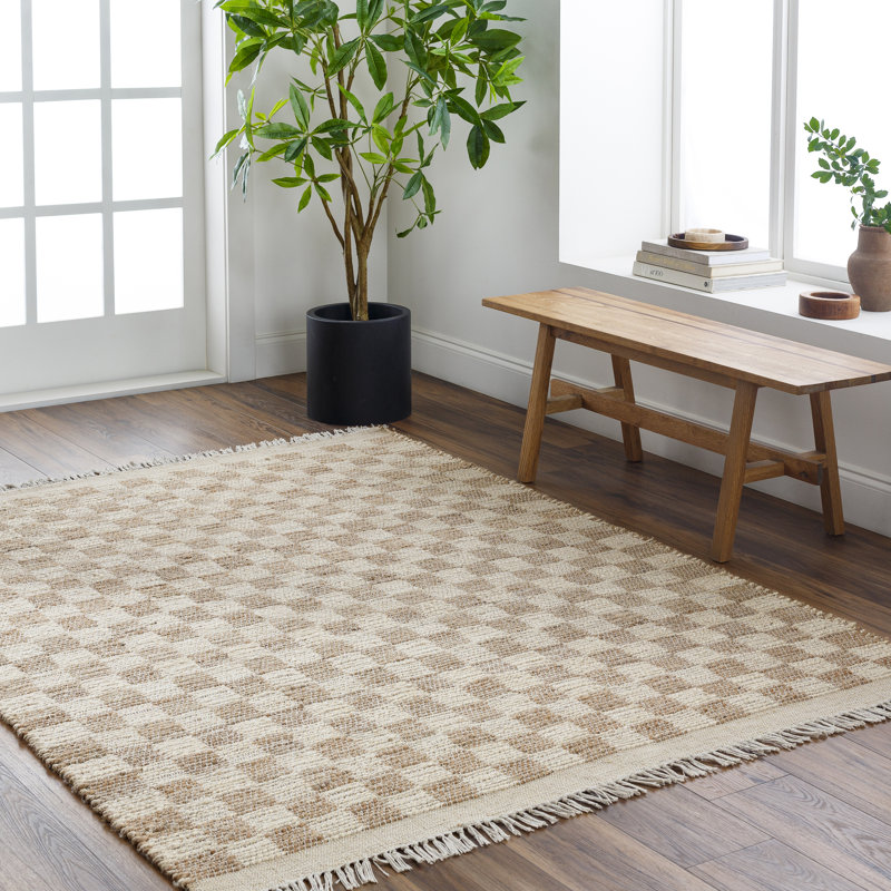 Tapis brun / beige tissé à plat à la main Tali, Rectangle 8 pi x 10 pi