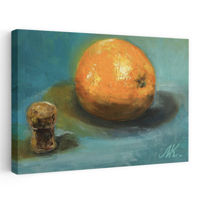 Orange And Cork Still Life Classic Elegant Rustic Fruit Wall Art