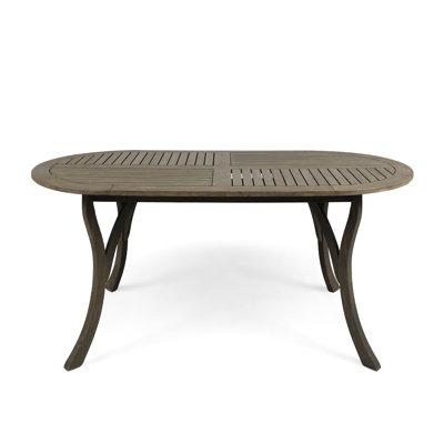 70" Wood Patio Dining Furniture - Graceful Gray Tabletop Table Piece