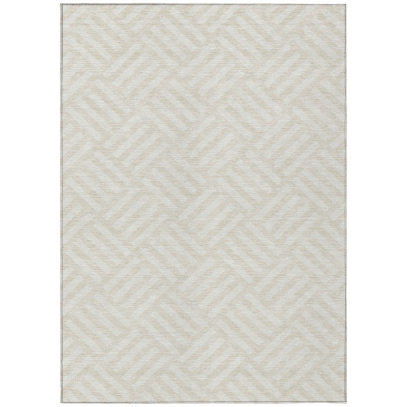 Tapis intérieur / extérieur lavable 8 pi x 10 pi ivoire et beige