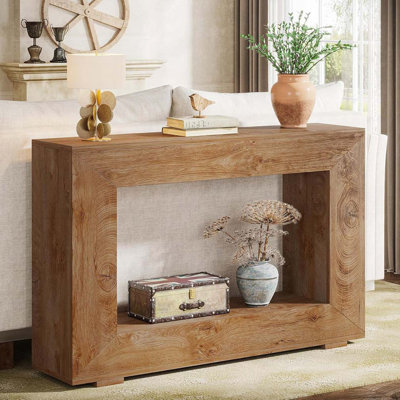 Console Farmhouse avec rangement, tablette ouverte