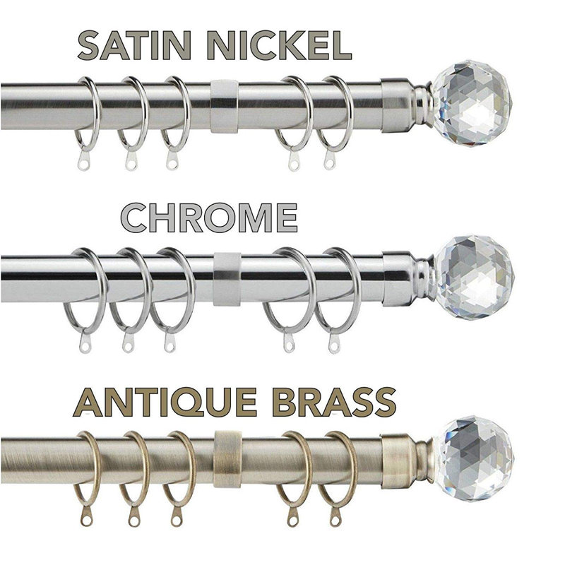 Adjustable Curtain Pole Set, 5cm H x 120cm W x 5cm D, Brass