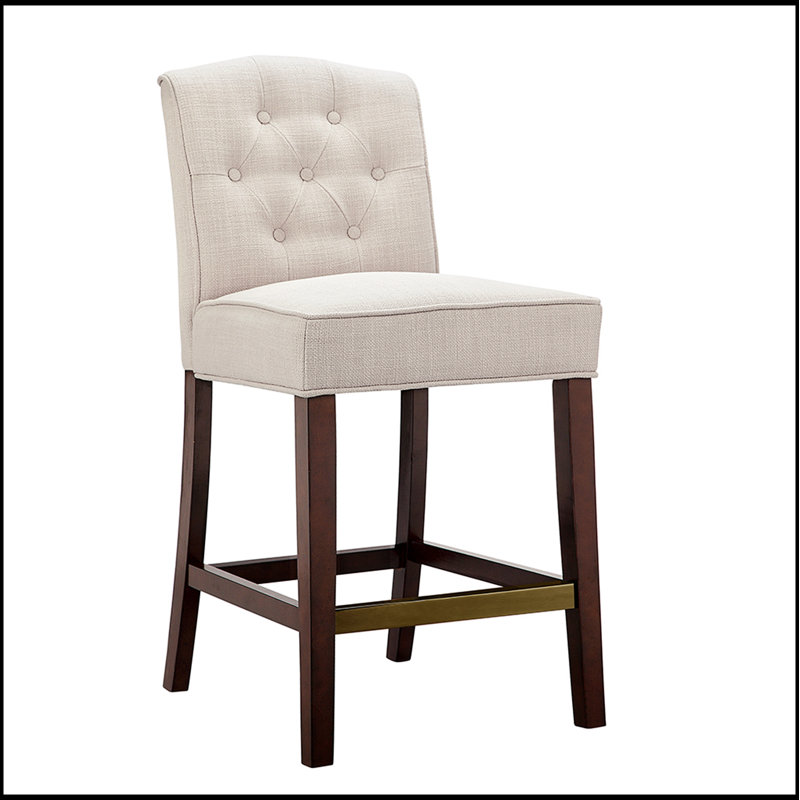 Button Tufted Counter Stool with Comfortable Back Support and Durable Construction for Modern Kitchens
