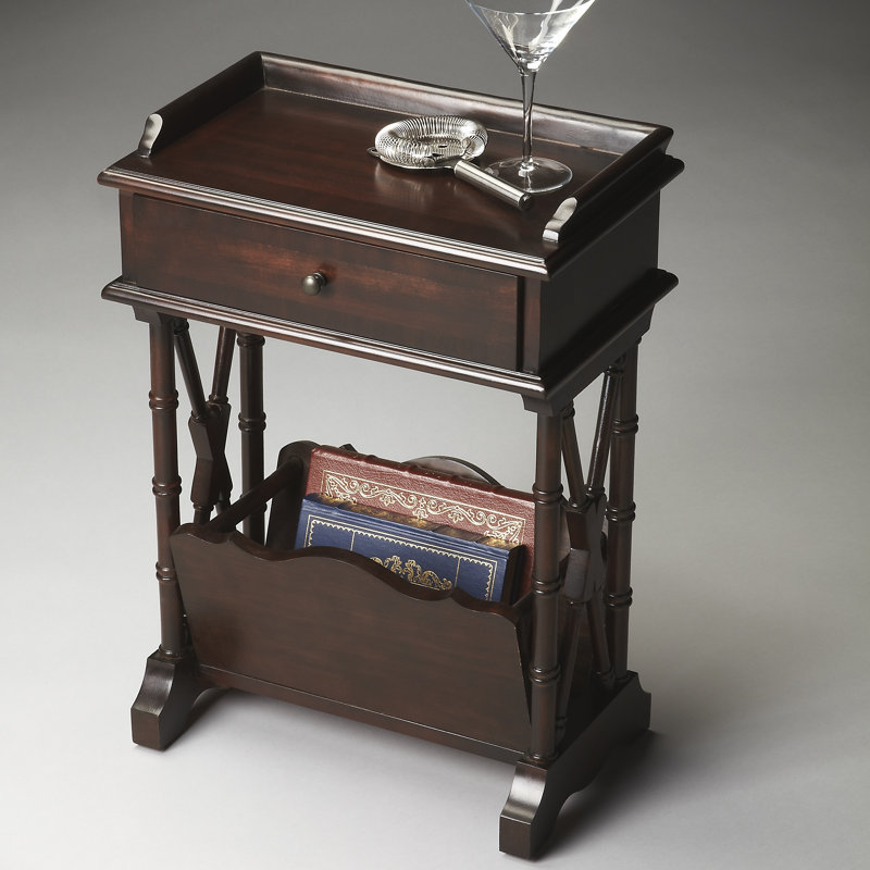 Cummings End Table with Storage, Rubbed Black
