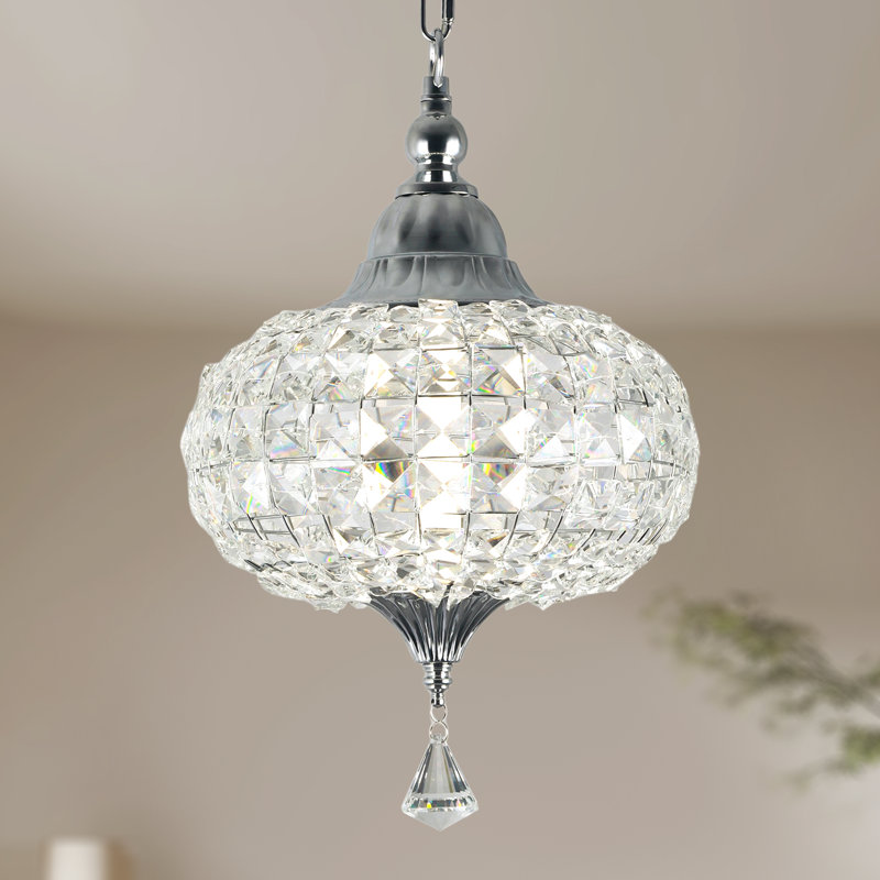 Lustre en cristal Glam Chrome, lampe suspendue à hauteur réglable moderne pour le salon, Chrome chrome