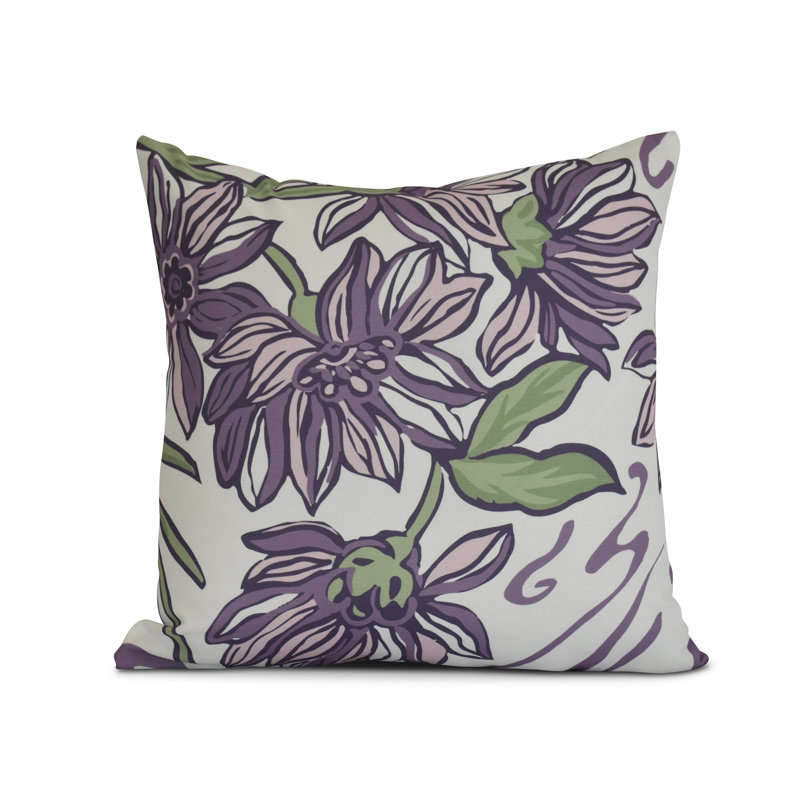 Housse de coussin et insert floral, 16 po x 16 po, Mauve