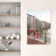 Reproduction d'art mural de ville rose abstrait à vélo, canal contemporain, Amsterdam-129712797