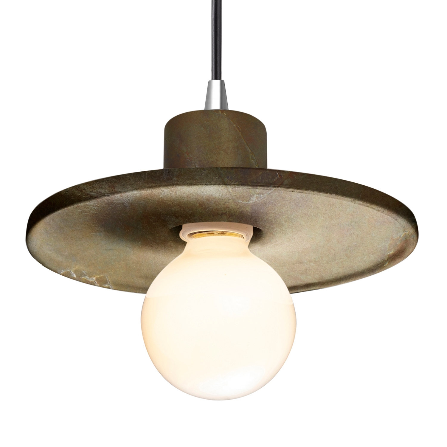 Marlena Dimmable Single Light Pendant, Tierra Red Slate, Polished Chrome