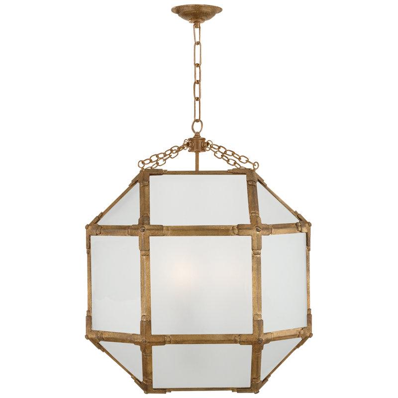 Suzanne Kasler Morris Small Lantern, Gray, 26" H x 18.5" W x 18.5" D, Gold