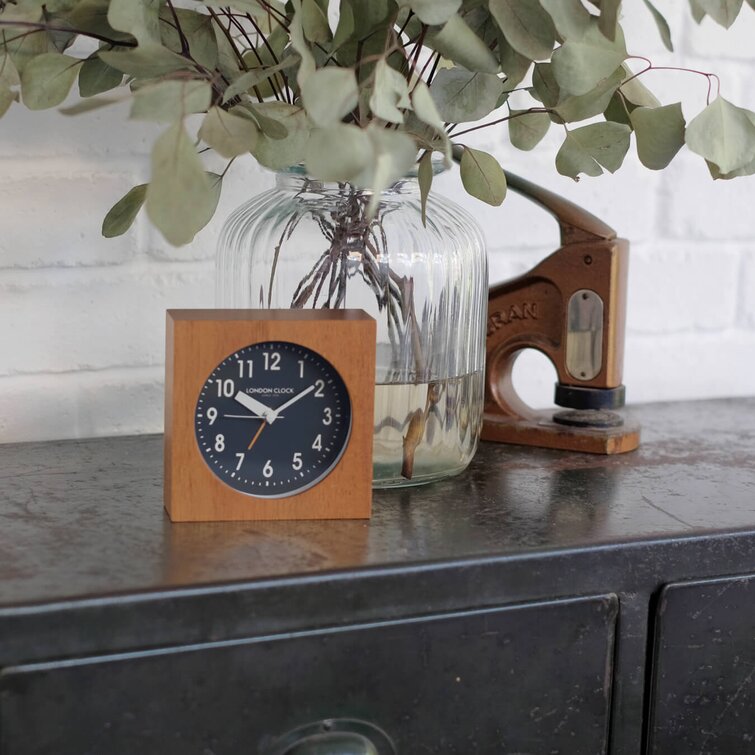Analogue Acacia Wood Alarm Tabletop Clock