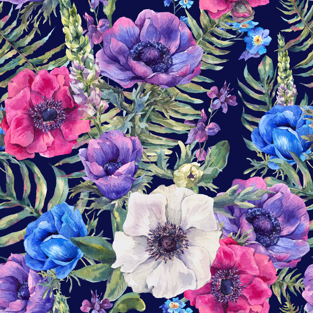 Floral Seamless Pattern von Princessmaro - Kunstdrucke auf Leinwand