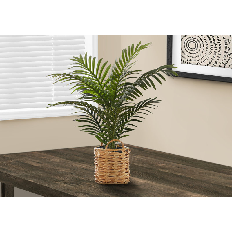 24'' Faux Palm Plant in Cement Basket