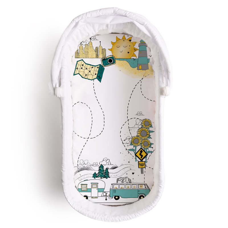 JumpOff Jo - Drap-housse pour lit de bébé hypoallergénique pour bébés garçons et filles - Compatible avec les lits de bébé rectangulaires, de sablier et ovales, doux, respirant, lavable à la machine - voyage sur la route