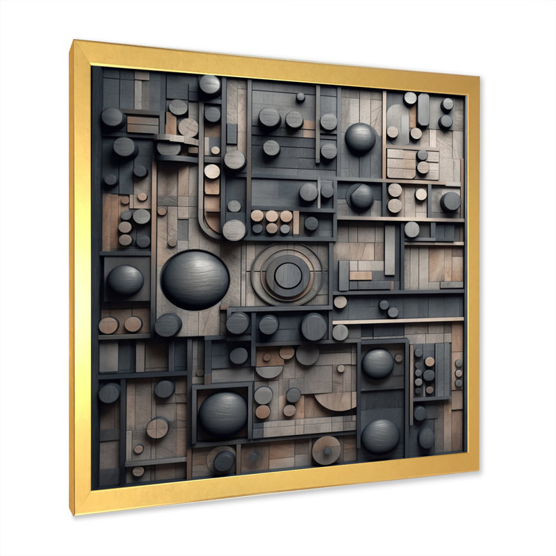 Cubic Geometric Dreams II sur impression sur toile, H 30 po x l 30 po x P 1 po, Cadre doré à une seule photo