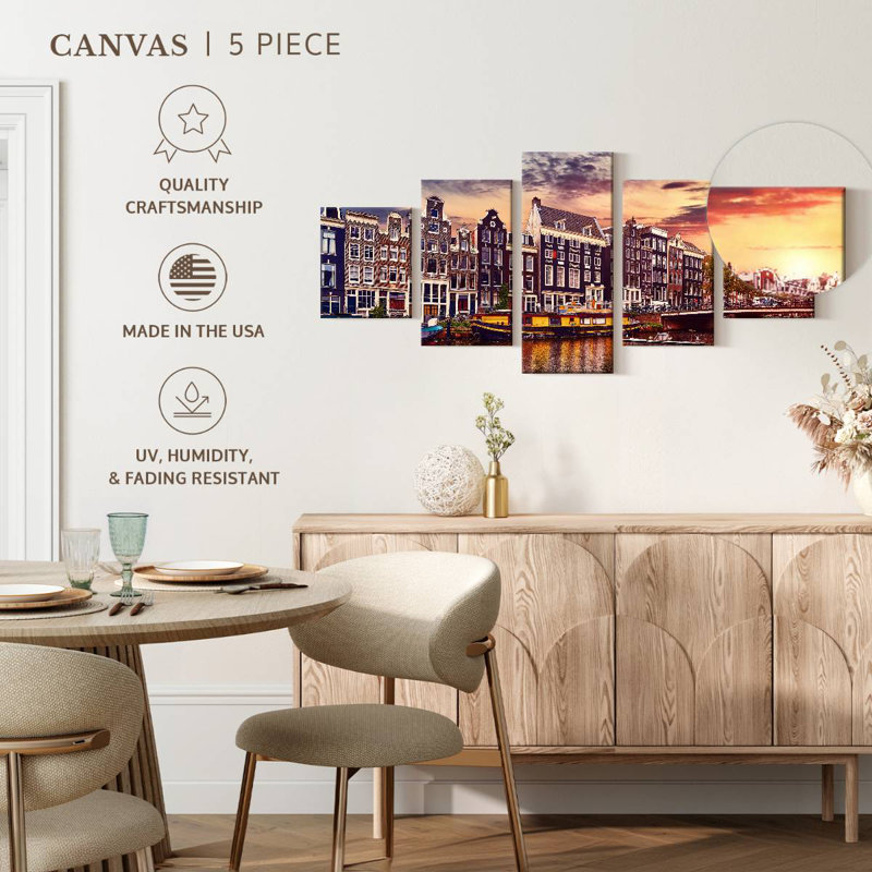 Amsterdam Canal Sunset, 42" H x 92" W