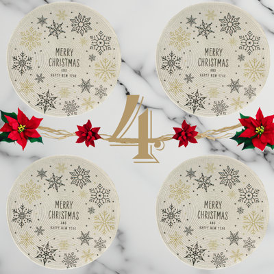 Ensemble de 4 napperons de table de Noël et de cuisine antidérapants Christmas