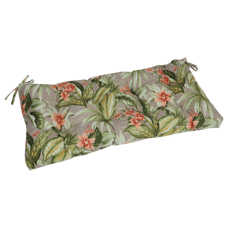 42-Inch By 19-Inch Outdoor Tufted Loveseat Cushion, Tan/Pink/Tahiti Sunrise Floral