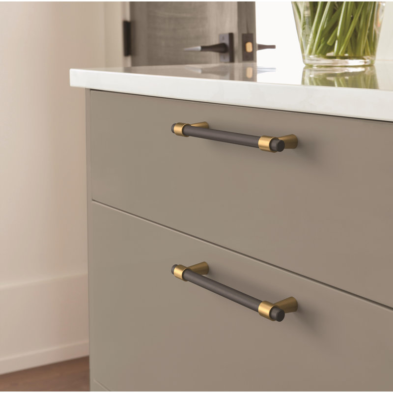 Mergence Bar Pull, 5 1/16", Matte Black/Champagne Bronze