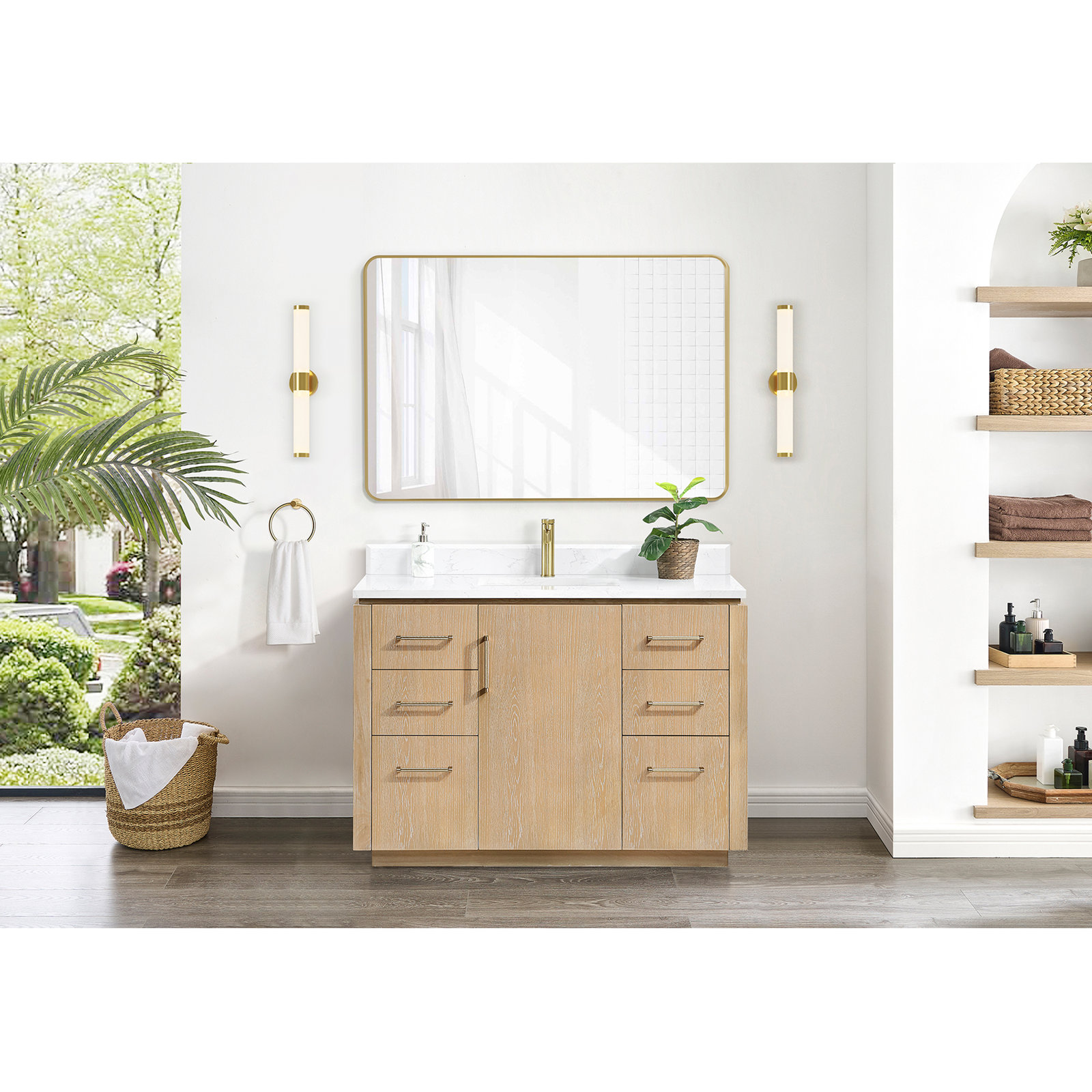 Cloverfield 48'' Single Bathroom Vanity, Gold, Washed Ash Gray
