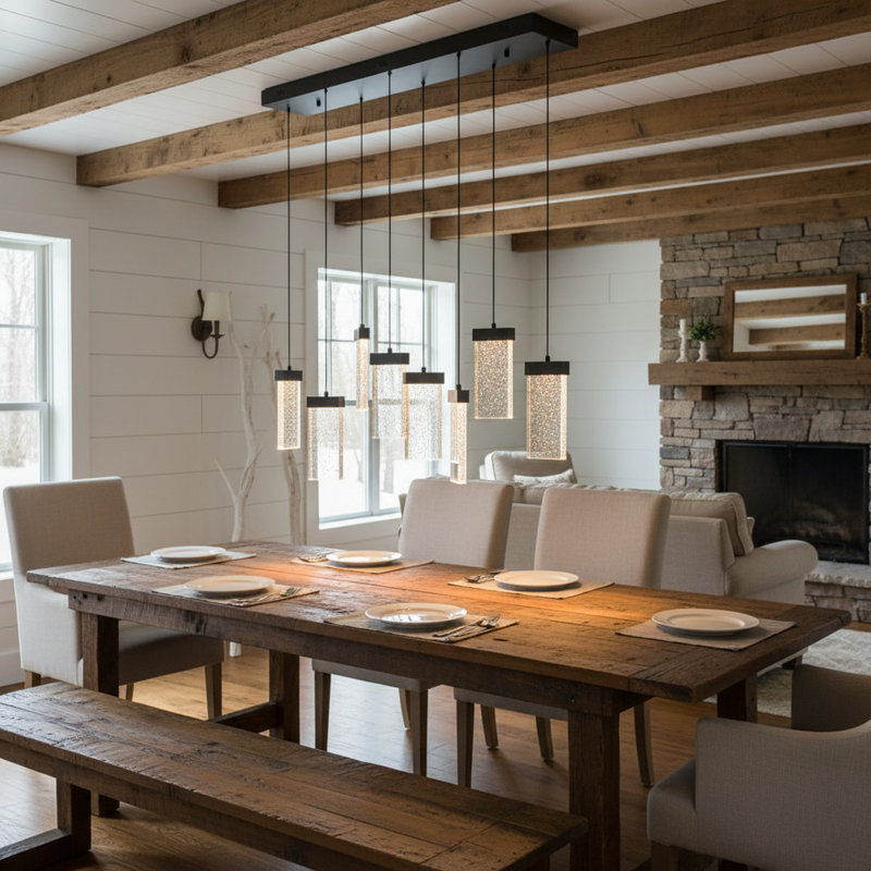 8 Lights Modern Perceus Kitchen Island Chandelier Rectangle Base Warm Light Dimmable