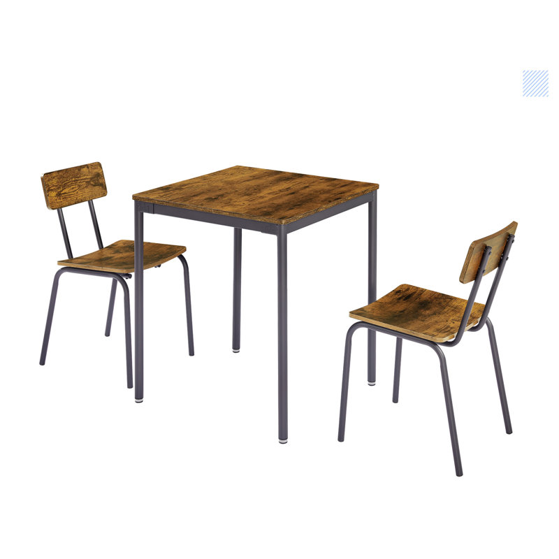Ensemble de table de salle à manger avec 2 chaises, coussin incurvé et dossier