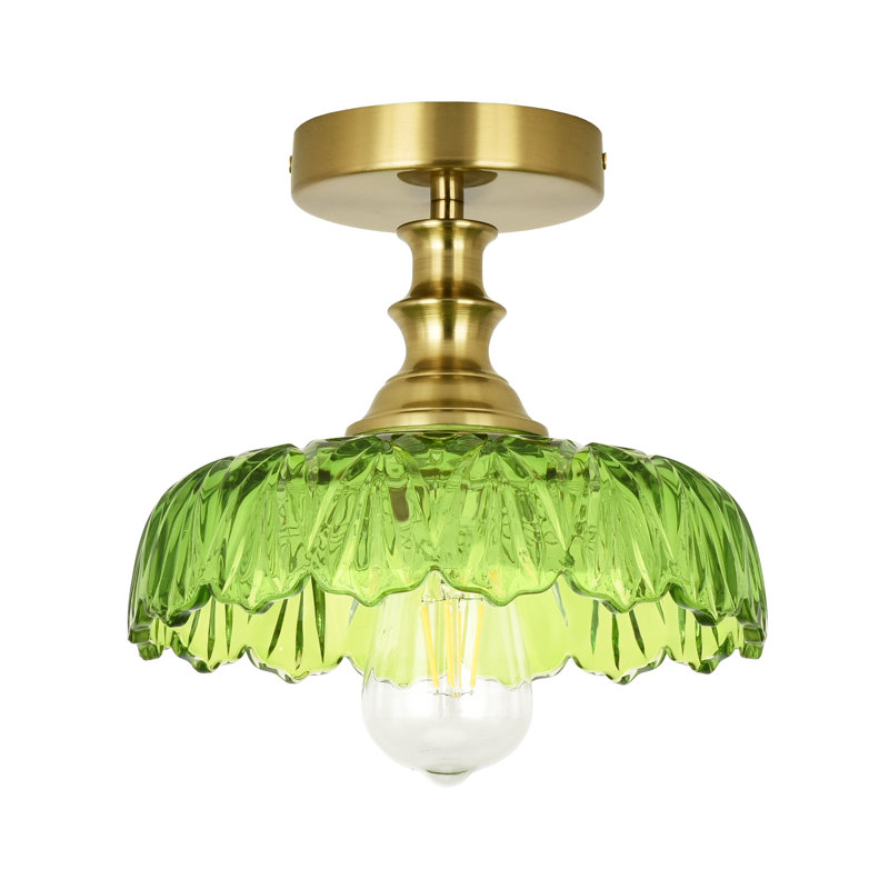 Junathean Glass Semi Flush Mount, Green