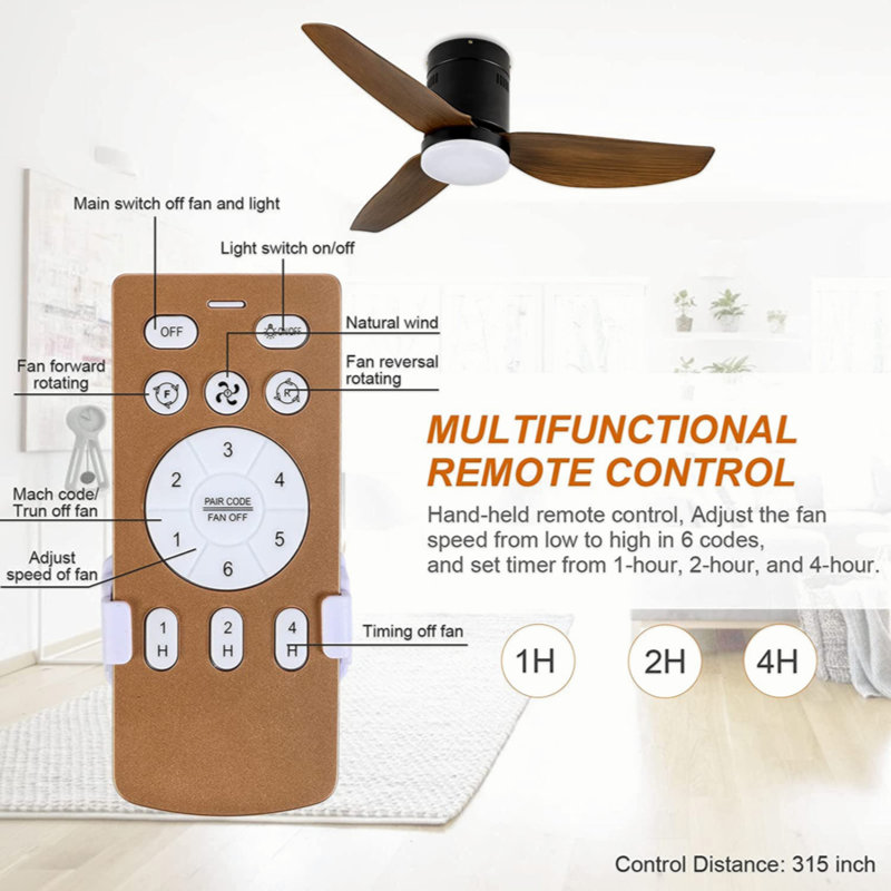 Ventilateur de plafond simple de luxe avec lumière DEL et télécommande, ventilateurs