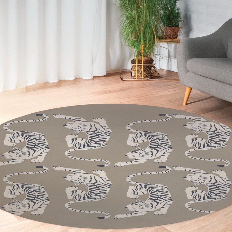 Hey Tiger Area Rug, Round 5'