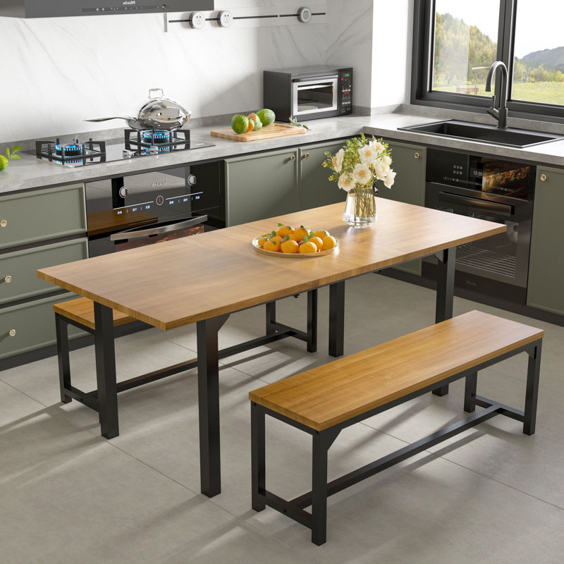 Keuna 8 - Person Rectangular 63'' L x 28'' W Expandable Table Dining Set, Brown, Brown