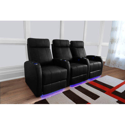 Upholstered Home Theater Seating with Cup Holder