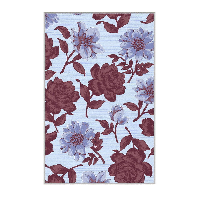 Tapis floral en polyester Borupurp, Rectangle 5 pi 3 po x 7 pi 7 po