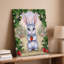 Toile, petit lapin blanc moelleux avec oreilles surdimensionnées et art mural lumineux-306996783