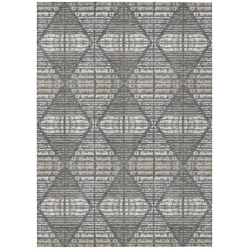 Machine Washable Indoor/Outdoor Chantille ACN2672 Geometric Rug, Gray, 10' x 14'