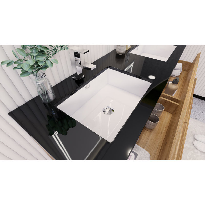 Reyes 58.5 " Freestanding Standard Double Bathroom Vanity Base, Natural Oak