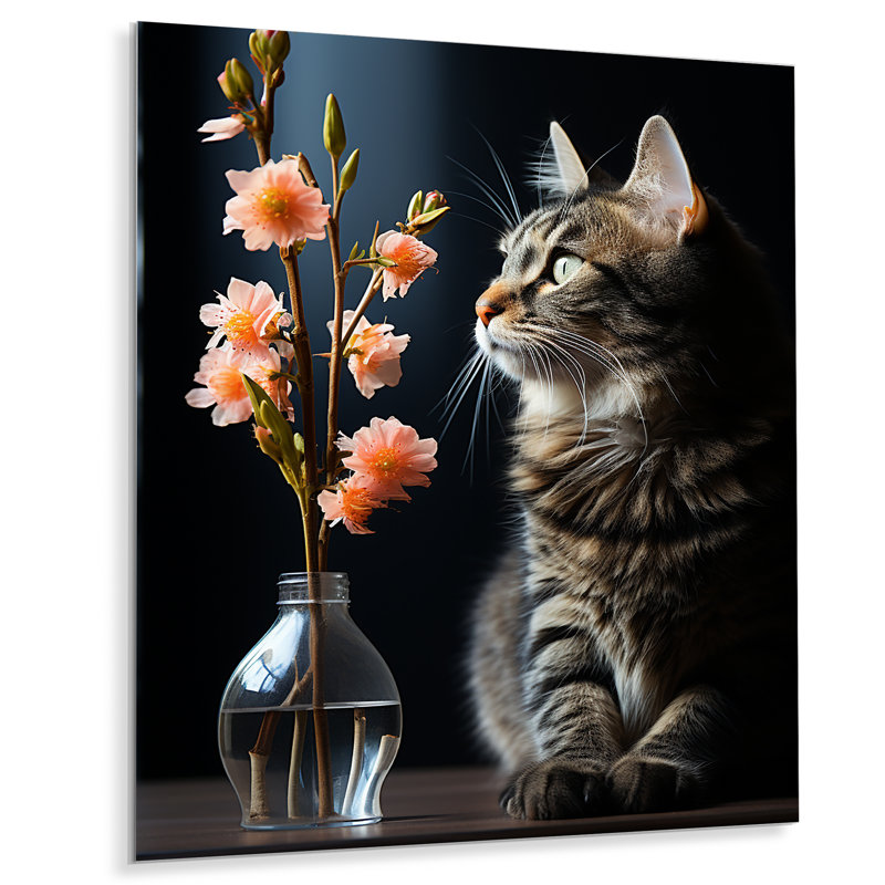 Portrait de chat III - impression sans cadre sur métal, H 32 po x l 16 po x P 1 po