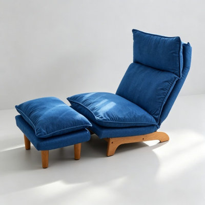Japandi Boucle Upholstered Reclining Lounge Chair with Matching Ottoman