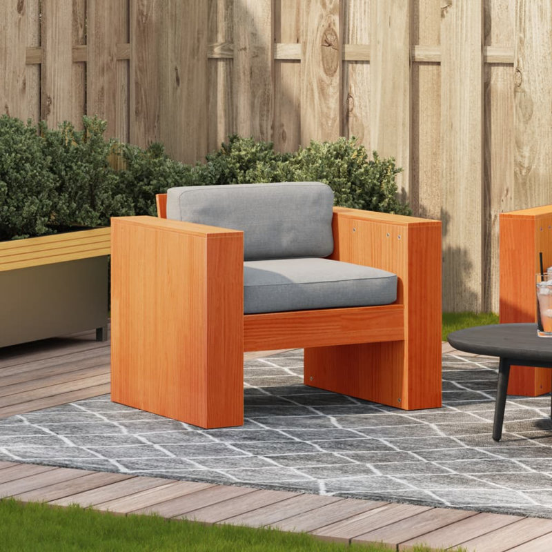 Navya Wood Outdoor Lounge Chair, Wax Brown